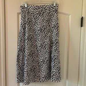 Black and white midi skirt with leg slit